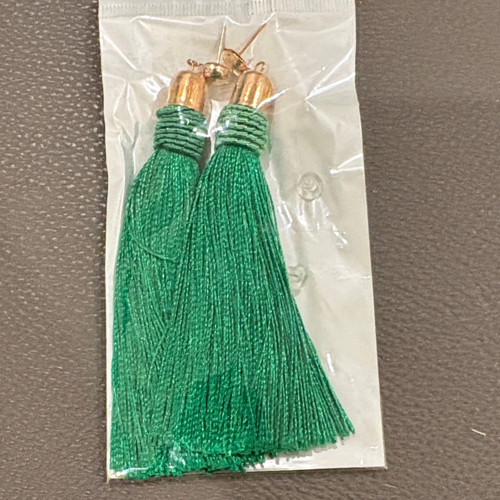 Elegant Green Tassel Earrings